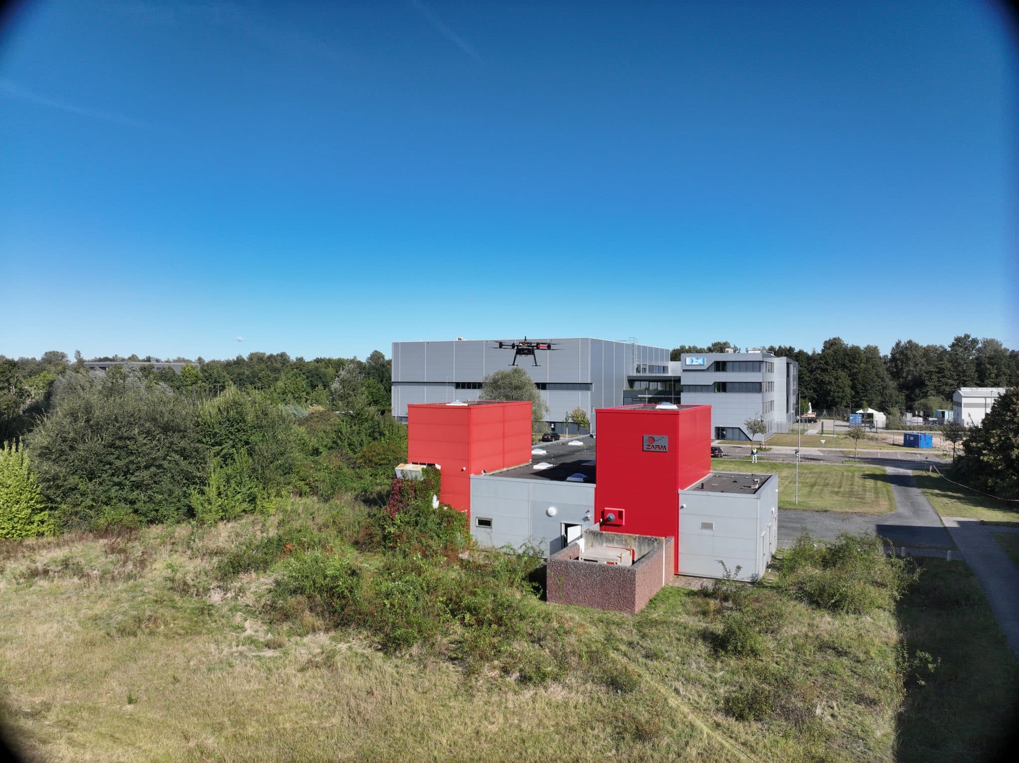 Aerial view of a drone operations site